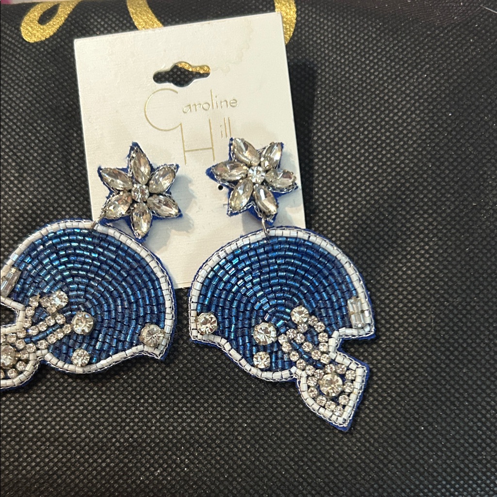 Caroline Hill Blue And Silver Floral Earrings